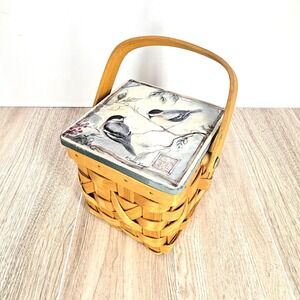 Susan Winget Small Longaberger Style Basket Bird Lid Decorative 4x4